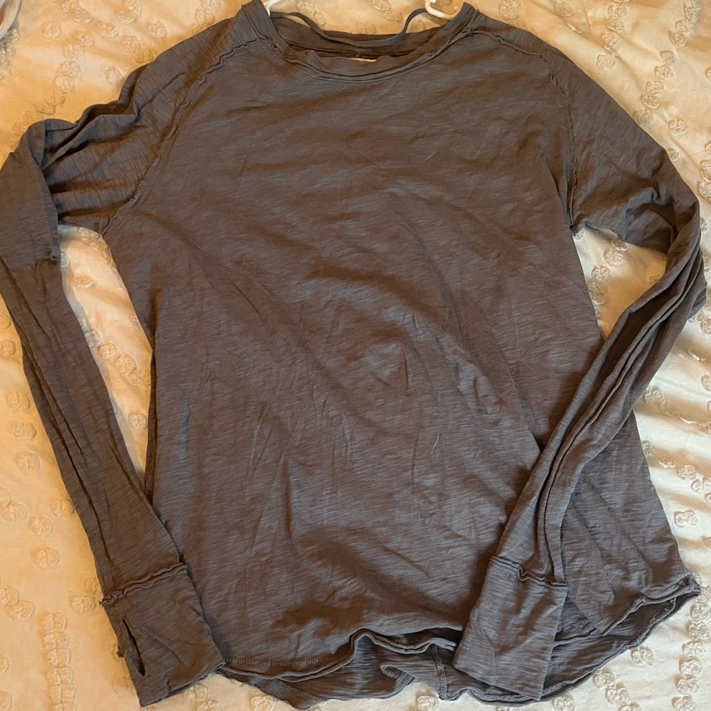 We The Free Long-Sleeve Crewneck Top in Charcoal